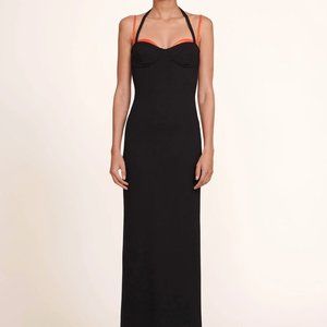 Staud Women Masonite Midweight Cocktail Maxi Dress Black/Cherry Ladies Size XS